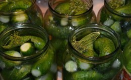 Tasty and easy to pickle cucumbers with vinegar for the winter in jars