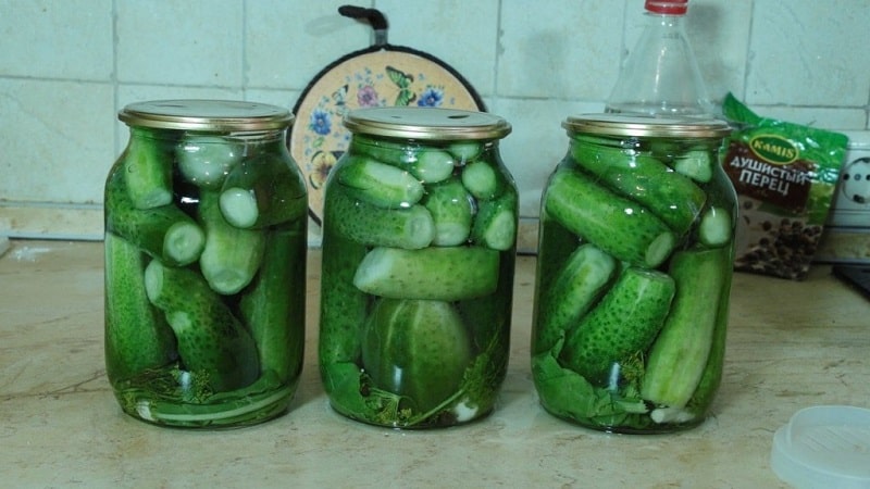 Tasty and easy to pickle cucumbers with vinegar for the winter in jars