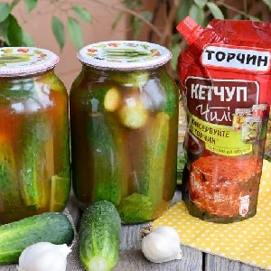 Tasty and easy to pickle cucumbers with vinegar for the winter in jars