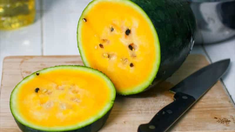 Description and characteristics of yellow watermelons