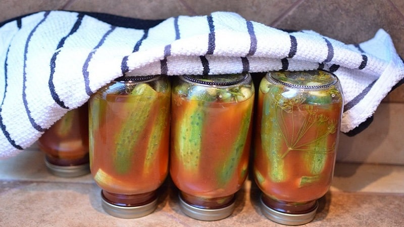 Awesome recipes for winter cucumbers with chili ketchup in liter jars