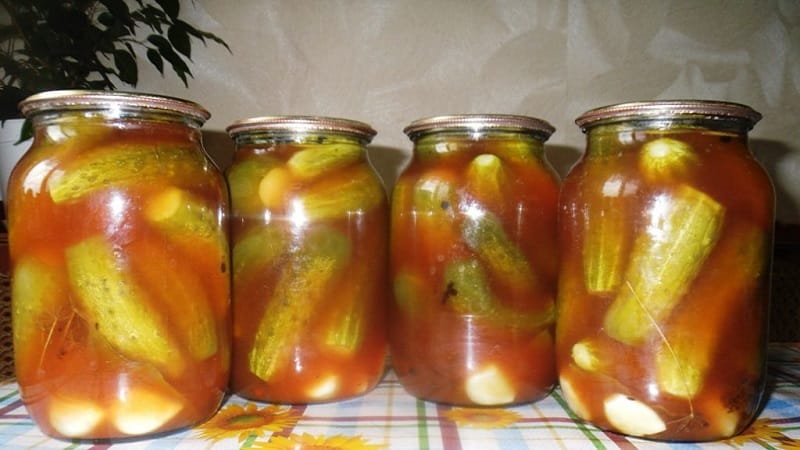 Awesome recipes for winter cucumbers with chili ketchup in liter jars