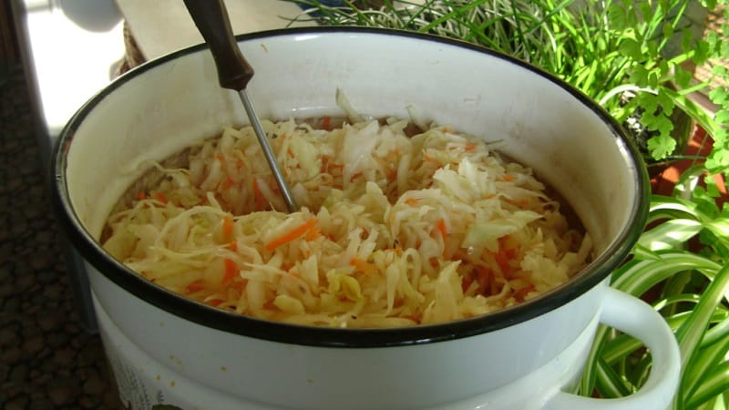 What is the best container to use for salting cabbage?