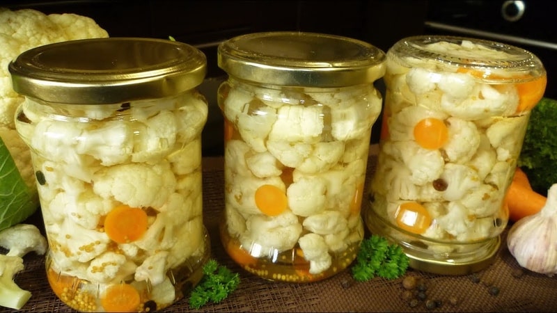 Cauliflower for the winter: simple recipes for preparing delicious preparations without sterilization